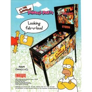 The Simpsons Pinball Party Flyer 2003 Stern Pinball Arcade Game